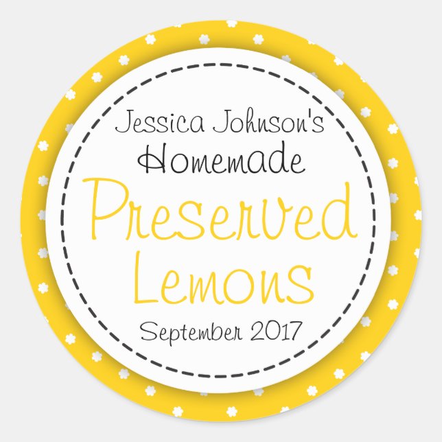 Round Preserved Lemons jam jar food label (Front)