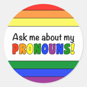 Round Pronouns Sticker (Rainbow)