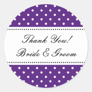 Round purple Thank you stickers for wedding favour