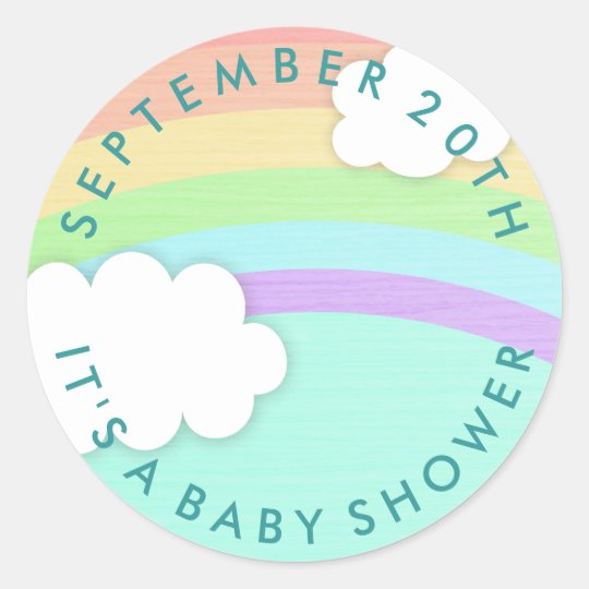 Round Rainbow Gender Neutral Baby Shower Stickers
