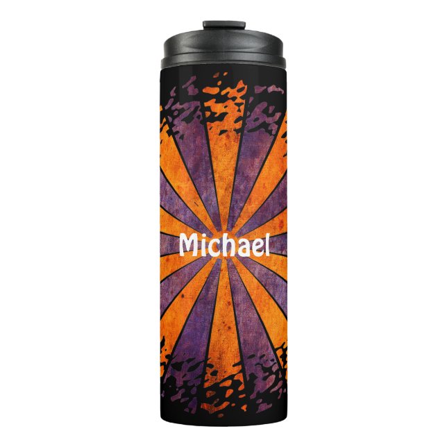 Round Rays Frame DART grunge + your backgr. Thermal Tumbler (Front)