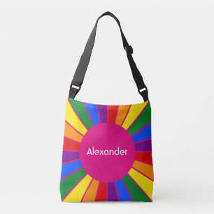 Round Rays Frame Rainbow + your backgr. & ideas Crossbody Bag