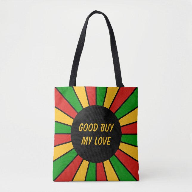 Round Rays Frame Rastafari + your backgr. & ideas Tote Bag (Front)