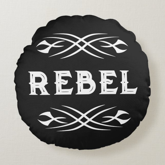 Round rebel tattoo art throw pillow design (Front)