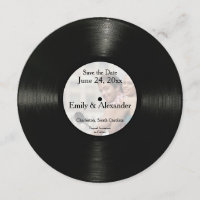 Round Record Personalised Photo Save the Date