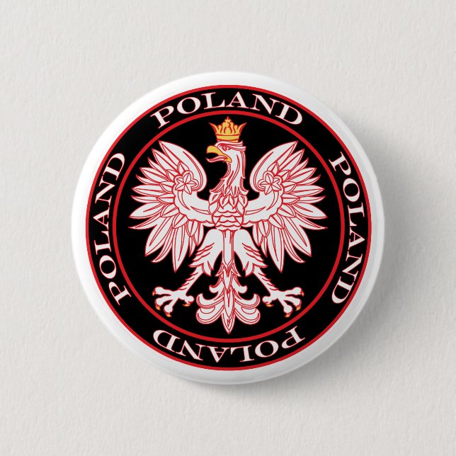 Round Red Polish Eagle 6 Cm Round Badge (Front)