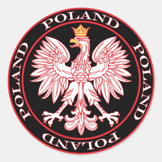 Round Red Polish Eagle Classic Round Sticker (Front)