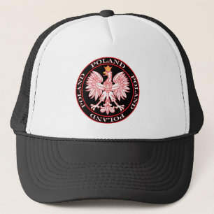 Round Red Polish Eagle Trucker Hat