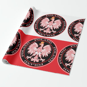Round Red Polish Eagle Wrapping Paper