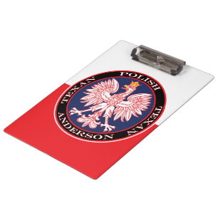Round Red Polska Eagle Clipboard