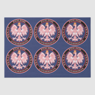 Round Red Polska Eagle Tissue Paper