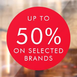 Round Red Up To 50% Custom Sale Door Window Cling