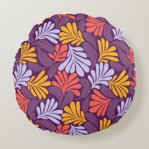 Round Retro Leaf Throw Pillow