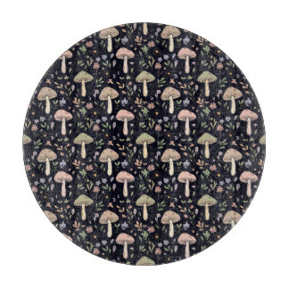 Round Rich Dark Fungi | Jewel Tone Circle Cheese Cutting Board