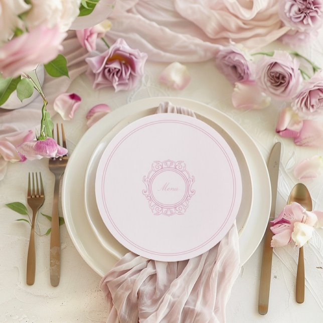 Round Romantic Elegant Vintage Pink Wedding Menu (Round Romantic Elegant Vintage Pink Wedding Menu)
