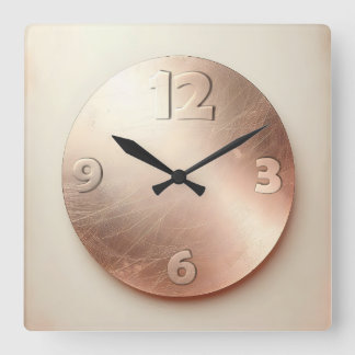 round rose gold plate square wall clock