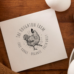 Round Rustic Organic Family Farm Fresh Eggs Self-inking Stamp