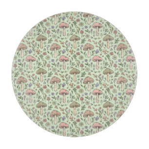 Round Sage Green Fungi Earthy Circle Cheese Gift Cutting Board