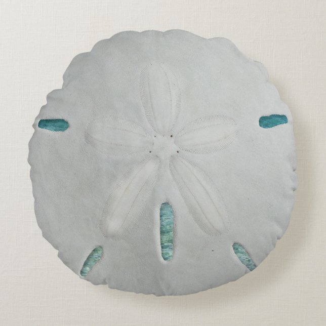 Round Sand Dollar Beach Throw Pillow (Front)