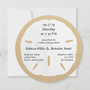 Round Sand Dollar Beach Wedding Invitations