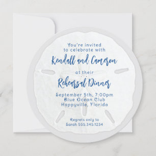 Round Sand Dollar Rehearsal Dinner Invitations
