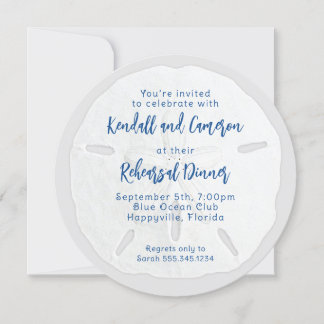 Round Sand Dollar Rehearsal Dinner Invitations
