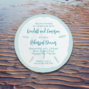 Round Sand Dollar Rehearsal Dinner Invitations