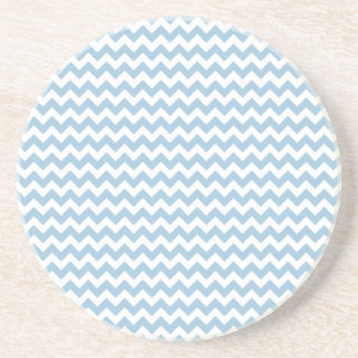 Round Sandstone Coaster, Blue and White Chevrons Coaster