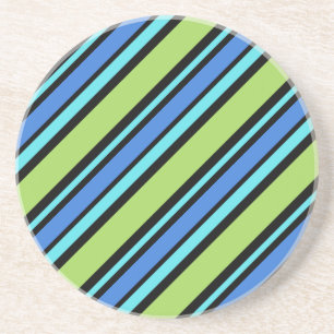 Round Sandstone Coaster: Deckchair Stripe Pattern Coaster