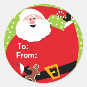Round Santa Custom Gift Tags