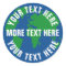 Round save planet earth stickers with custom text