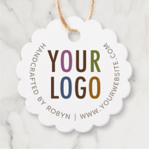 Round Scalloped Hang Tags with String Custom Logo