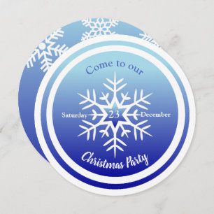 Round Scandi Snowflake on Blue Invitation