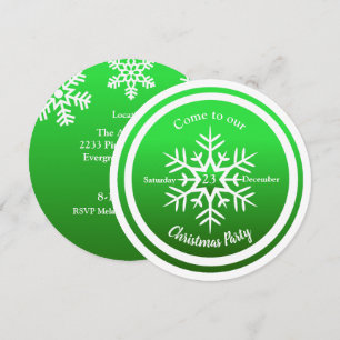 Round Scandi Snowflake on Green Invitation