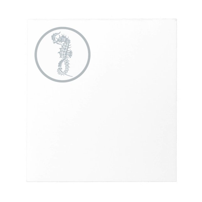 Round Seahorse Design Beachy Notepad (Front)