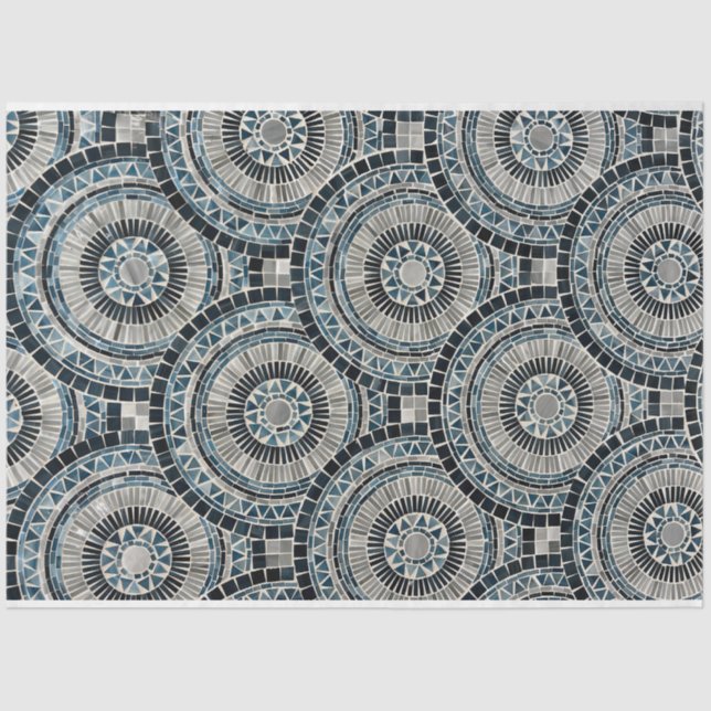 Round Seashell Mosaic Background Pattern Decoupage Tissue Paper (Front)