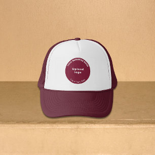 Round Shape Business Brand on Maroon and White Trucker Hat