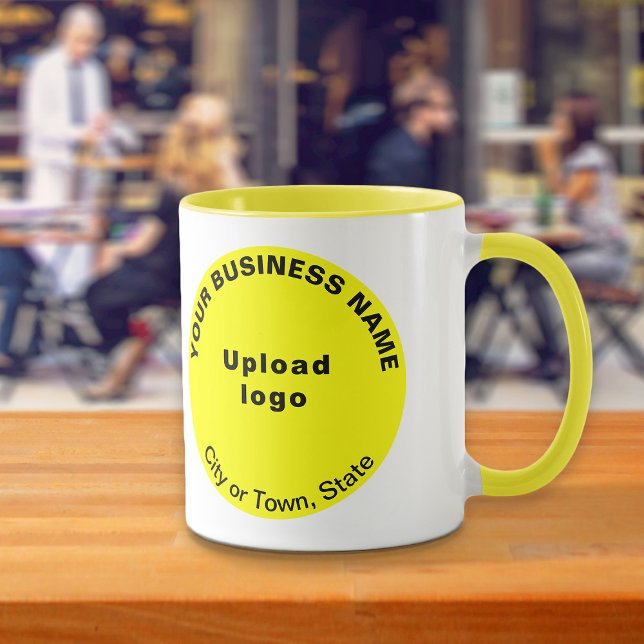 Round Shape Business Brand on Yellow Combo Mug (Build brand name awareness. Yellow combo mug with round shape business brand.)