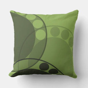 Round Shapes Botanical Abstract Fern Frond Green Cushion