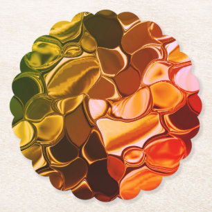 Round shapes that migrate from red to greenish paper coaster