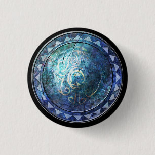 Round Shield Button - Blue Sun Emblem
