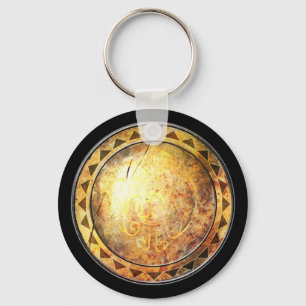 Round Shield Keychain - Golden Sun Emblem