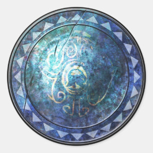 Round Shield Sticker - Blue Sun Emblem