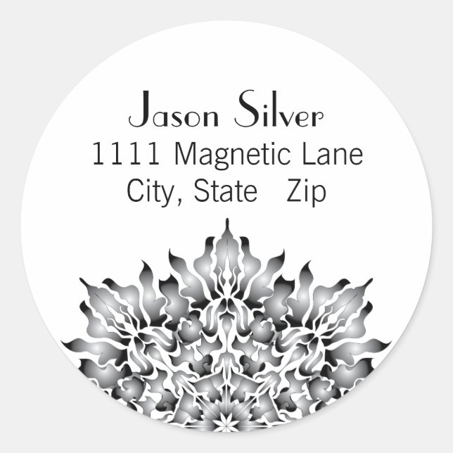 Round Silver Flame Address Labels (Front)