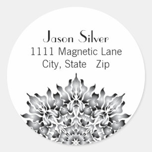 Round Silver Flame Address Labels