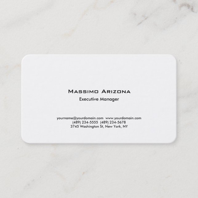 Round Simple Plain Professional Modern Black White Business Card (Front)