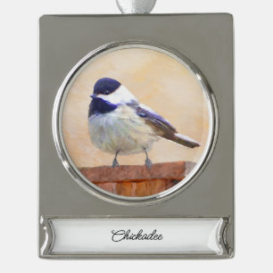 round-small silver plated banner ornament