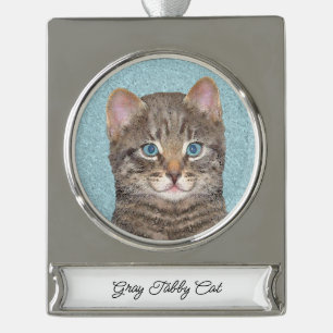 round-small silver plated banner ornament
