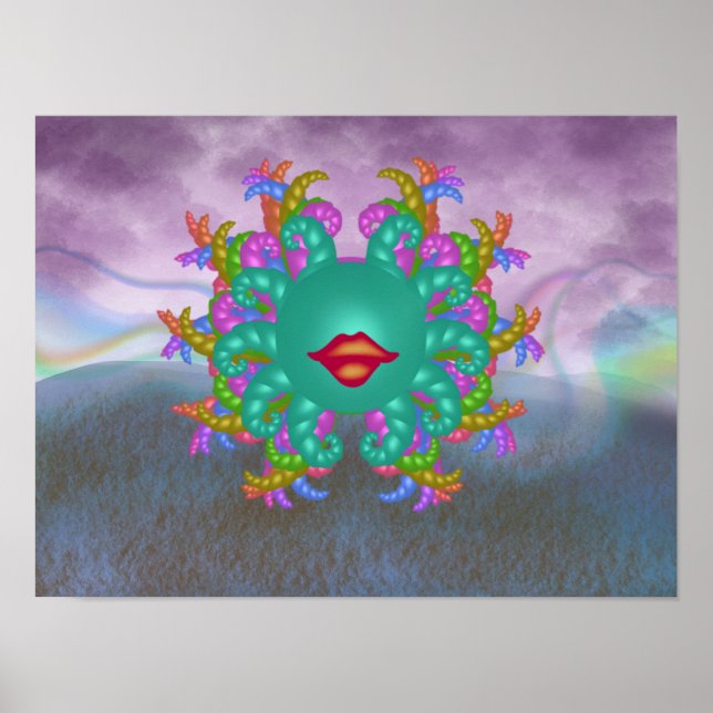 Round smiley creature of many colours poster (Front)