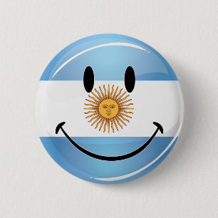 Round Smiling  Argentine Flag 6 Cm Round Badge